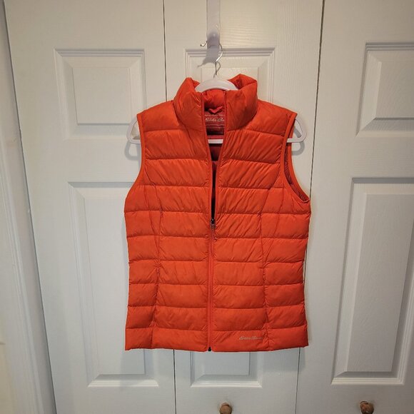 EDDIE BAUER ORANGE DOWN FEATHER PUFFER VEST - Picture 2 of 13